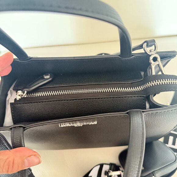 KARL LAGERFELD PARIS MAYBELLE SATCHEL CROSSBODY BAG PURSE AIRPOD CASE BLACK $198 - Picture 9 of 10